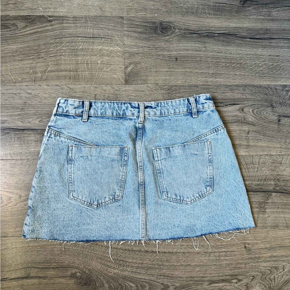 Zara Light Blue Denim Mini Skirt with Side Lace-Up - Picture 5 of 6